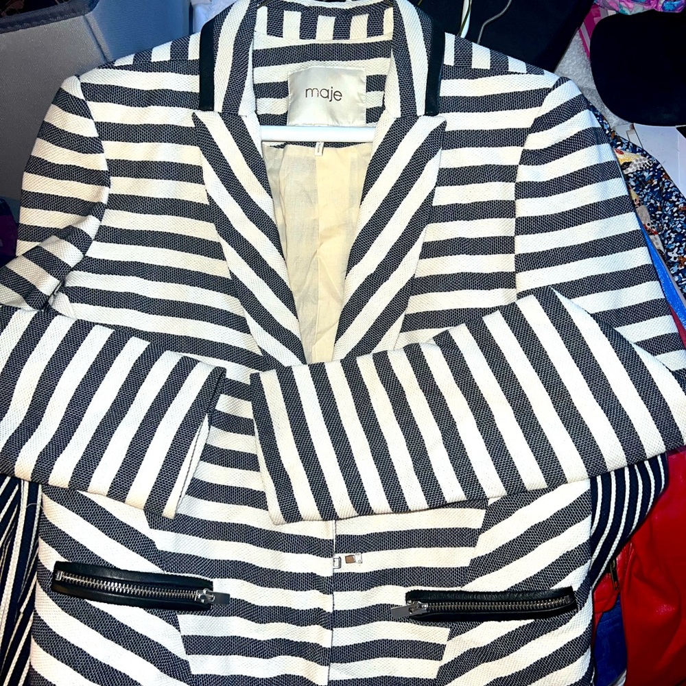 Suit blazer navy white stripes, like new, size small, coat, sports jacket
